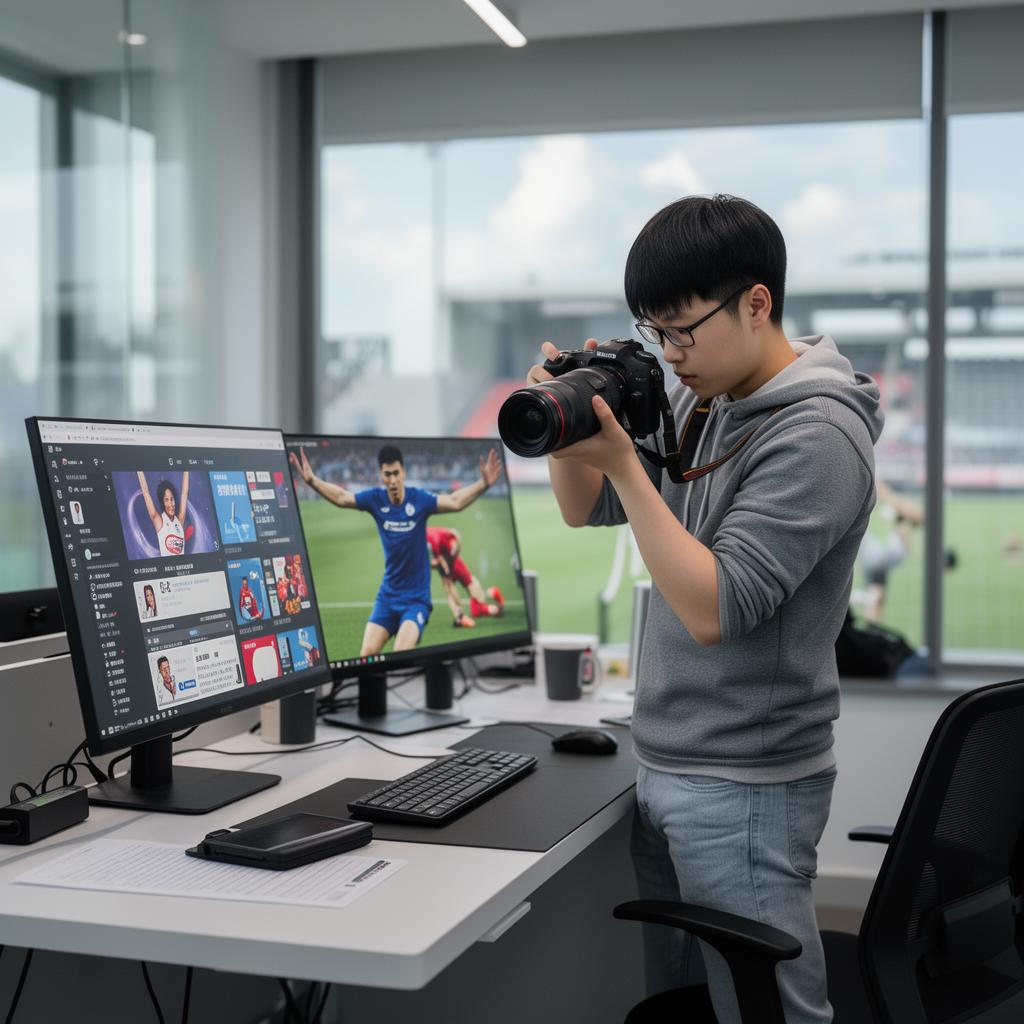 Content creator designing athlete graphics
